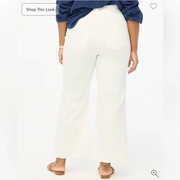 J. Crew Factory Wide Leg Crop Jeans in all day stretch, Seashell White, size 32 - Picture 6 of 7